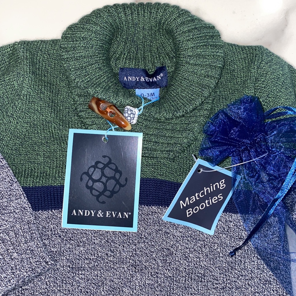 Maisonette One Piece Sweater Knit Coverall, Green 0-3m Nwt — image 5 of 7